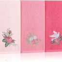 Rose Floral Hand Towels Farmhouse Pink Rose Bathroom Decor 14x29 Inch Embroidered Decorative Cute Summer Flowers Hand Towels Cotton Soft Absorbent Towels for Bathroom Kitchen