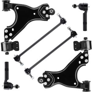 Front Lower Control Arm with Ball Joint Assembly + Sway Bars Outer Tie Rods Suspension kit for Buick Enclave 2008-2017 for Chevrolet Traverse 2007-2016 GMC Acadia Saturn Outlook K621231 K621232