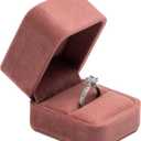 Velvet Single Ring Box Case Holder for Engagement Proposal Birthday Wedding,Jewelry Ring Box Jewelry Packaging Box (Dusty Rose)