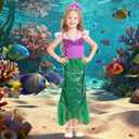 Ariel Mermaid Costume for Girls Kids Princess Dress with Wig Necklace Accessories Set for Halloween Costume Birthday (XXXL)
