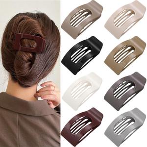8 Pack Flat Hair Clips for Women Large Glossy Neutral Rectangle No-Slip Claw Clips for Thick & Thin Hair, Strong Hold Square Hair Accessories for Work & Stylish Outfits
