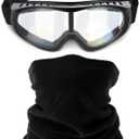 2 Pack Winter Neck Warmer Gaiter with Snow Ski Goggles Snowboard Motorcycle Goggles with Fleece Windproof Face Mask for Men Women Skiing Fishing Hiking Cycling