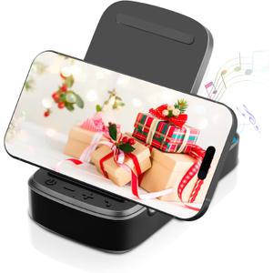 Wireless Bluetooth Speaker with Cell Phone Stand, Gifts for Men/Women/Dad/Mom/Her/Him, Adjustable Tablet Holder, Anti-Slip Design with HD Surround Sound, Compatible with iPhone/iPad/Samsung