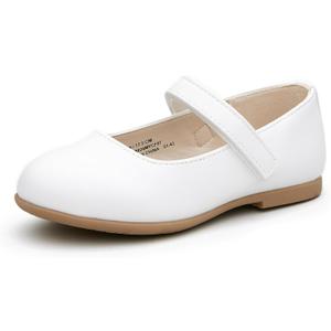 BlueKnot Girl Mary Jane Ballet Flat Dress Shoe for Toddler Little Kid(White 10 Toddler)