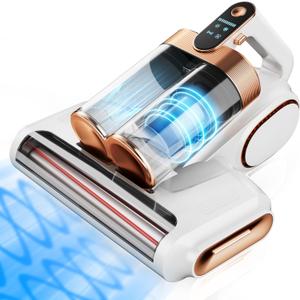 Cordless Mattress Vacuum Cleaner, 15Kpa Bed Vacuum Cleaner with 253.7nm UV-C Light, HEPA Filter & Ultrasonic, Versatile Handheld Vacuums for Bed, Sofa, Couch, Crib (White)