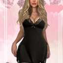 Avidlove Women's Lingerie Sexy Nightwear Spaghetti Strap Nightgown Babydoll Chemise (Medium, Black)