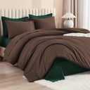 Litanika Queen Comforter Set with Sheets - 7 Pieces Bed in a Bag | Brown Emerald Green Fluffy Lightweight Soft Warm Down Alternative Solid All Season Bedding Set