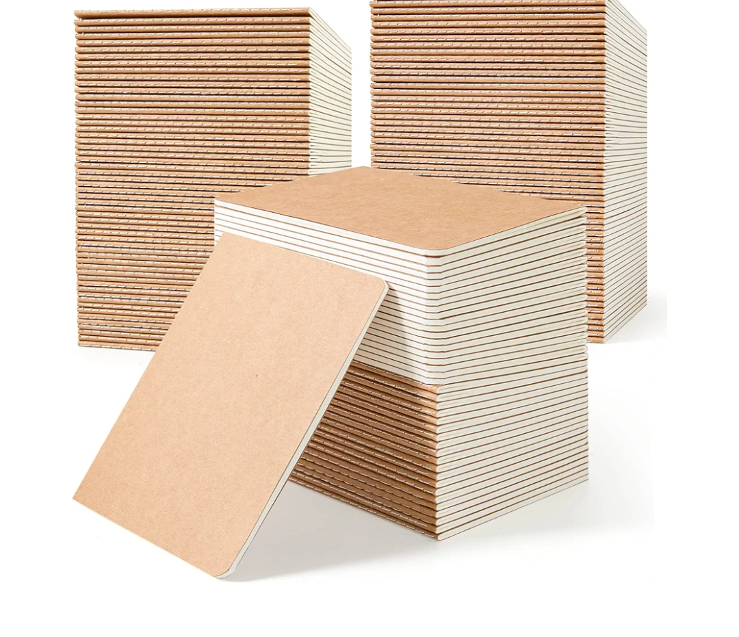 feela 170 Pack Blank Kraft Notebooks, Unlined Sketchbook Mini Cute Note Pad for Drawing Writing, Journal Bulk For Kids Students Office School Supplies, A6, 48 Pages, 4.25” X 5.5”, Brown