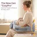 Momcozy CozyPro Nursing Pillow - All Around Lumbar & Arm Support - Safety Guard, Firm & Springy Memory Foam-Stable, Ergonomic Support, Easier Breastfeeding, Wider Cushion, Adjustable, Removable Cover