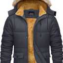 Cotrasen Mens Winter Jacket Hoodie Thicken Warm Fleece Lined Water Repellent Windproof Parka Winter Coat (Medium, Darkgrey)
