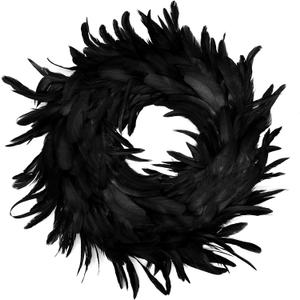 JOYIN 13.5" Black Natural Feathers Wreath for Halloween Decorations, Spooky Scene Party Favors, Halloween Photo Props, Trick of Treat, Front Door, Porch, Window, Indoor Outdoor Party Decorations