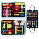 MAJAVI Toddler Busy Board Montessori Educational Learning Sensory Toys for 1 2 3 4 Year Old, Felt Busy Book Christmas Birthday Gifts for Toddlers Travel Toys for Airplane Car, Black