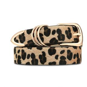 Women's Leather Belts with Gold Buckle Fashion Leather Waist Belt Elegant Ladies Belts for Jeans Gifts for Women (Leopard)