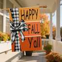 2 x Fall House Yard Garden Flag 28 x 40 Inch Outside Double Sided Burlap Happy Fall Y'all Welcome Flag Farmhouse Holiday Patio Lawn House Outdoor Decorations
