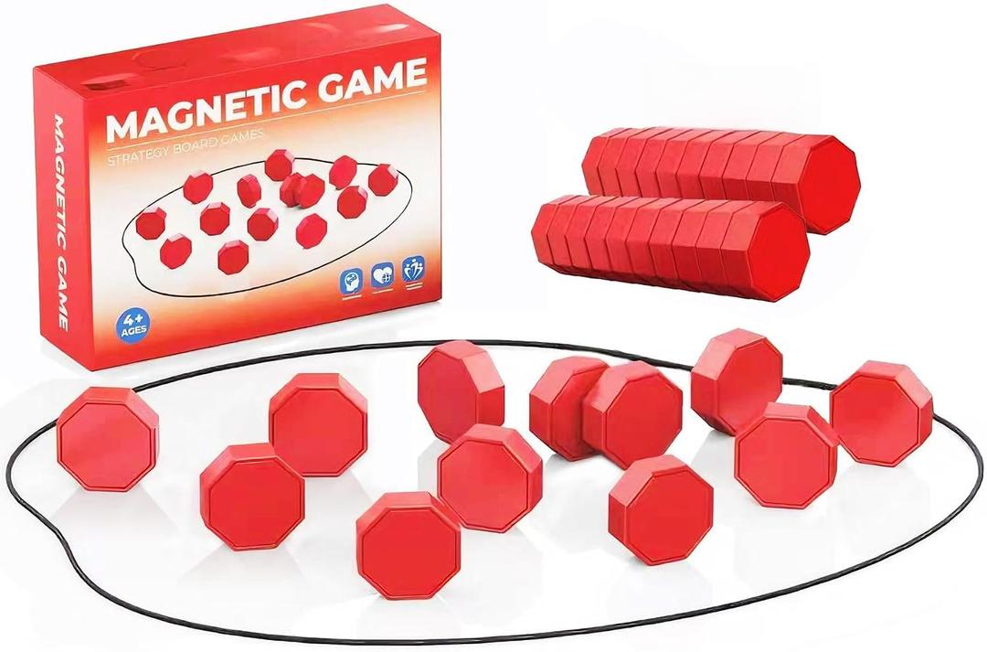 Magnetic Chess Set, Magnet Board Game with String & Full-Size Stones, Travel Magnetic Games for Family Night/Party/Camping, 2 Player Puzzle Strategy Games for Adults
