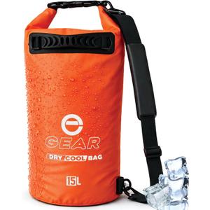 Enthusiast Gear Floating Cooler Bag Roll Top Insulated Dry Backpack  Leak Proof, Collapsible, Waterproof Cooler with Padded Shoulder Strap - Perfect for Kayaking Fishing Beach Hiking -15L (Orange)