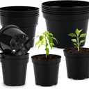 4/6/8 Inch Black Plant Nursery Pots, 15 Pack, Thickened Plastic with Drainage Holes, Indoor/Outdoor