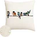 RABUSOFA Outdoor Pillow Covers 20x20 Inch,Outdoor Bird Lumbar Throw Pillow Cases Small Decorative Pillows for Couch Patio Furniture Polyester Linen Teal Blue Waterproof
