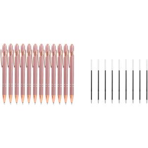 MengRan 12 Pcs Black Ink Rose Gold Ballpoint Pens