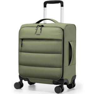 LUGGEX Softside Underseat Carry On Luggage with Spinner Wheels, Green | Personal Item Luggage, Lightweight Soft-Sided Suitcase, Spinner Wheels, 2-Day Travel Bag, UDS, UX-Pro, 18 Inch