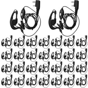 30 Pcs Walkie Talkie Earpiece with Mic 2 Pin Two Way Radio Ear Piece Microphone Earbud Bulk Single Wire Earhook Headset Compatible with Baofeng UV-5R BF-888S Arcshell Retevis H-777 RT21 RT22