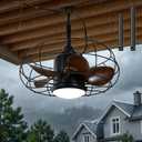 20 inch Outdoor Ceiling Fan Gazebo Fan with Light & Remote for Patio | Plug in Caged Hanging Fan, Remote Control, 3000-6000K Dimmable, 6 Speeds Reversible
