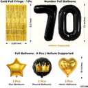 KatchOn, Happy 70th Birthday Decorations - Pack of 50 | Happy Birthday Banner, Latex Balloons Kit, Gold Foil Fringe, Star, Round, Heart Foil Balloons | 70th Birthday Decorations for Men, Women