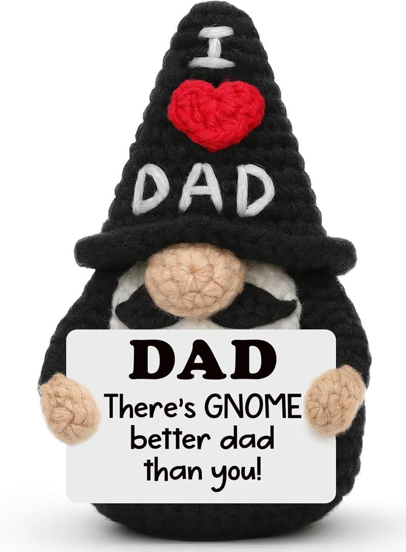 Dad Birthday Gifts from Daughter Son, Funny Handmade Crochet Gnome Decor, Birthday Gift for Dads Who Wants Nothing, Sentimental Fathers Day for Daddy New Dads Father