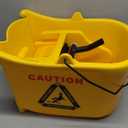 Amazon Basics Rectangular Floor Cleaning Mop Bucket with Sturdy Down Press Wringer Combo, 35-Quart, Yellow (Previously AmazonCommercial brand)