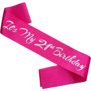 It's My 21st Birthday Sash, Hot Pink Birthday Sash for 21st Bday Party Supplies, Gifts for Girls Bday Party Favors