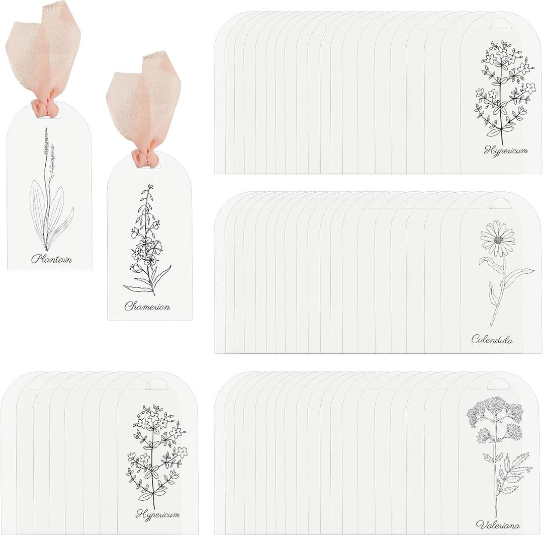 100 Pcs Acrylic Place Cards Wedding Blank Arched Frosted Clear Wedding Reserved Signs for Chairs Acrylic Name Tag Seat Label with Ribbon for Table Setting Numbers Guest Names Dinner Parties