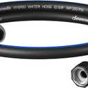 DEWENWILS Short Garden Hose 5 ft x 5/8", Hybrid Water Hose with Rotate Handle, Heavy Duty, Lightweight, Flexible Hose for Plants, Car, Yard, 3/4 Inch Solid Fittings, Drinking Water Safe, Black Blue