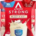 Atkins Strong High Protein Shake, Vanilla, 30g Protein, 7g Prebiotic Fiber, Muscle & Gut Health Support Complex, 12 Count, Best By: 10/09/2026