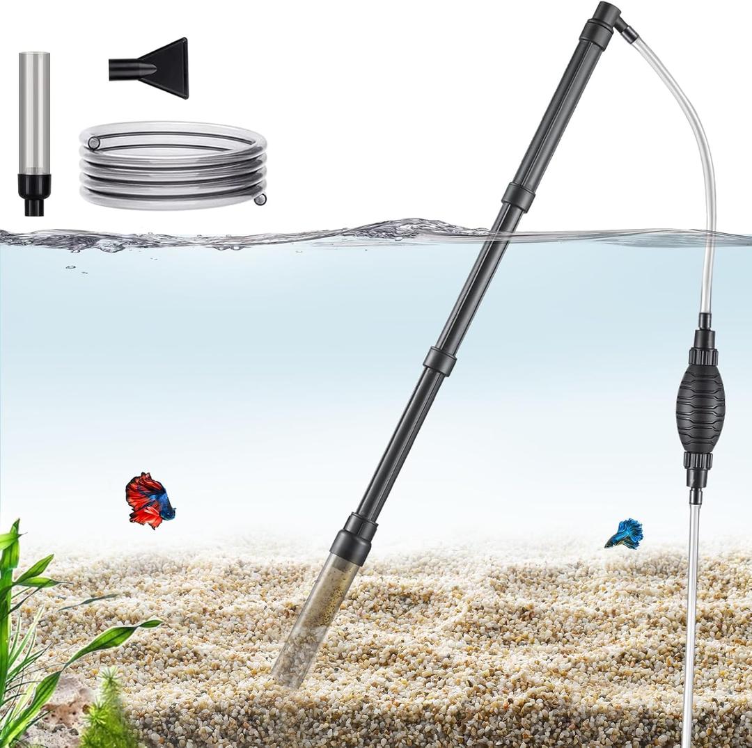 Carefree Fish Small Aquarium Gravel Cleaner Fish Tank 80Gph Water Changer Gravel Vacuum Adjustable Length ABS (25Inch)