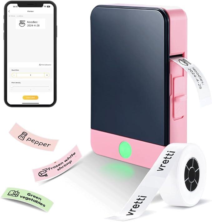 Nelko Label Maker Machine with Tape, P21 Bluetooth Label Printer, Wireless Mini Label Makers with Multiple Templates for School Office Home, Pink