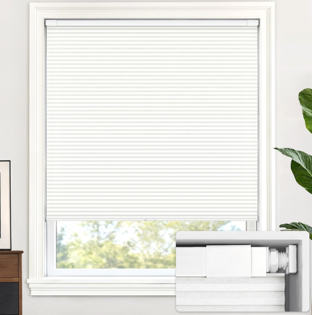 LazBlinds No Drill Cordless Cellular Shades, 34" W × 36" H and 38.5" W x 48" H, White Light Filtering Honeycomb Shades Thermal Insulation Noise Reduction Glare Control Blinds for Windows
