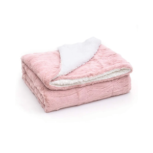 Tache Dusty Rose Blush Pink Throw Super Soft Warm Faux Fur with Ivory Sherpa Back Blanket - 90x90