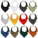 Baby Bandana Drool Bibs for Boys and Girls,Super Soft Unisex 12 Pack Absorbent Cotton Organic Bib Set for Teething and Drooling