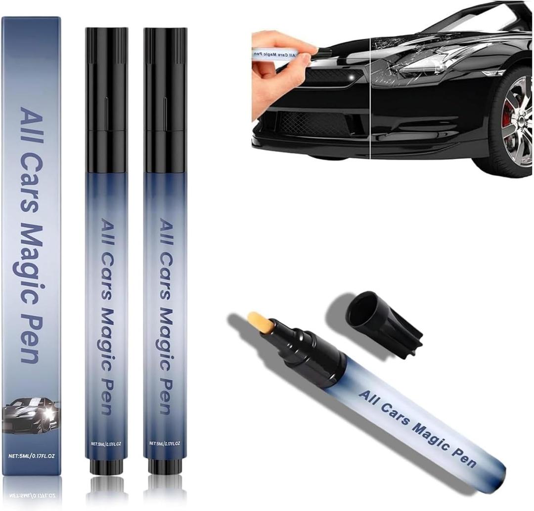 2 x All Cars Magic Pen, Car Scratch Remover, 2 PACKS Magic Car Scratch Removal Pen, Lightweight and Fast,Long-Lasting,Black Car Paint Scratch Repair