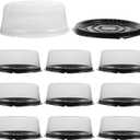 Luxshiny 9 pcs 8inch Disposable Cake Containers, Plastic Cake Carrier with Dome Lids and Cake Boards Clear Disposable Cake Holder for Transporting Storing Displaying
