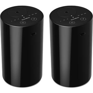 Waterless Essential Oil Diffuser for Home Aromatherapy Car Nebulizing Diffuser, Battery Operated, 5-20mL Mini Scent Air Machine, Up to 600 sq ft, 3 Countdown Timers & Mist-Level, ANZ Black 2 Packs