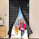 Thermal Door Curtain, Fit Size up to 36 x 80 Inches, Magnetic Insulated Door Curtains for Doorway/Front/Back/Basement, Oxford Cover with Thick Cotton to Keep Warm Winter, Black, Rectangle
