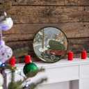 3 x TNVDFNBR Vintage Christmas Round Wall Art Decor, Retro Winter Painting, Rustic Farmhouse Winter Circular Wall Hanging Decor for Living Room Bedroom Farmhouse Kitchen, 10x10 Inch