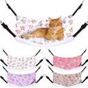 Geelin 4 Pcs Cat Hammock for Cage Hanging Soft Pet Hammock Bed with Adjustable Straps and Metal Hooks Double Sided Bed for Large & Small Cats Ferret Rat Sugar Glider Puppy(Paw,16 x 20 Inch)