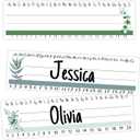 Desk Name Tags for Classroom - Green Plants Student Desk Name Plates for Classroom Decor, Self Adhesive Nametags Cubby Labels Teacher Supplies, Kindergarten Preschool Must Haves - A02