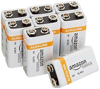 Amazon Basics 8-Pack 9V Long-Lasting Alkaline Batteries for Smoke Detector, Electronics & Audio, Reliable, 5-Year Shelf Life