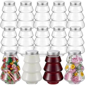 12 Pcs Christmas Tree Plastic Candy Jar Christmas Favor Candy Boxes Chocolate Treat Party Favor Jar Container Holders for Party Decorations Gift
