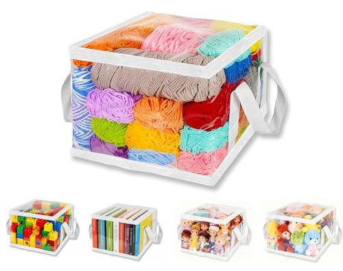 Yarn Storage Bags - Clear Yarn Storage Organizer, Metal Zipper Closure, PVC & Nylon Storage Bag for Knitting, Crochet, Toys, 5 Packs