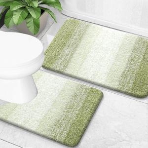 OLANLY Bathroom Rug Set 2 Piece, Soft Absorbent Microfiber Bath Mats and U-Shaped Contour Toilet Rug, Non-Slip, Machine Wash Dry, Plush Shaggy Bath Mats for Bathroom (24"x16"+24"x20", Mustard Yellow)