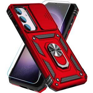 SunStory Phone Case for Samsung Galaxy S23 Plus Case with HD Screen Protector & Kickstand & Slide Camera Cover, [ Military-Grade ] Phone Case for Galaxy S23 Plus 6.6",Red